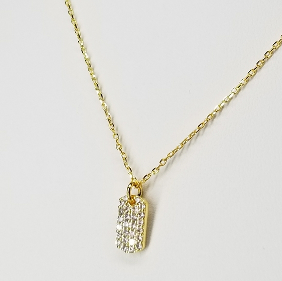 NWT Ultrachic Dainty Dog Tag Pave CZ Necklace - Picture 6 of 10